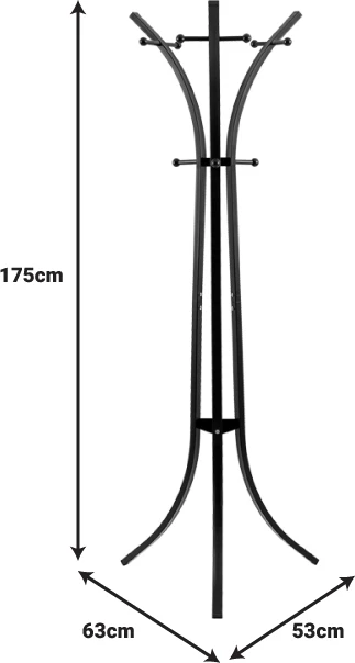 Varëse rrobash metalike e zezë dhe dru gome natyrale 51x63x175cm