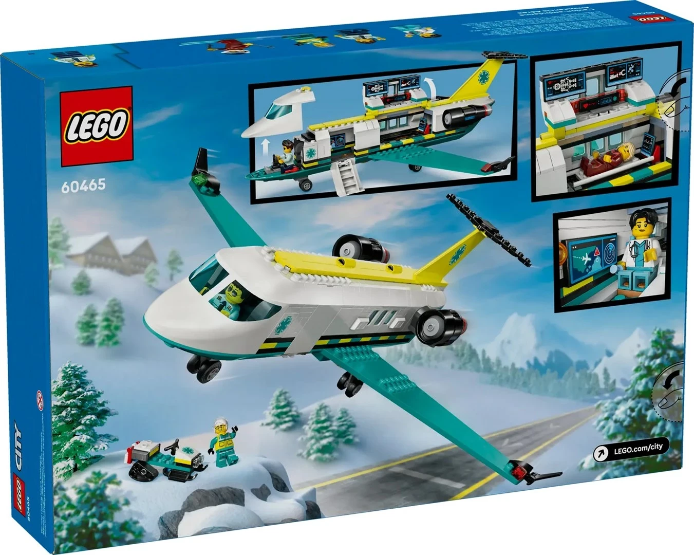 Set LEGO CITY aeroplan ambulance emergjente 60465, 4 minifigura, 6+ vjeç