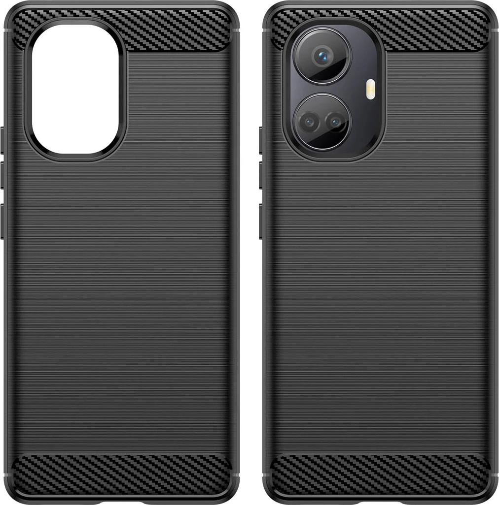 Mbështjellës Hurtel Carbon Case për Realme 10 Pro+, TPU, i zi