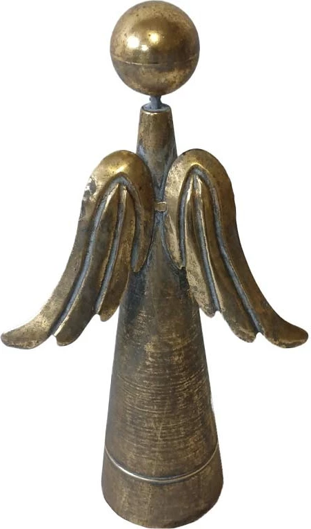 Dekor për Krishtlindje ADEN, engjëll, metal, ngjyrë kafe ari, 21x11x42.5 cm