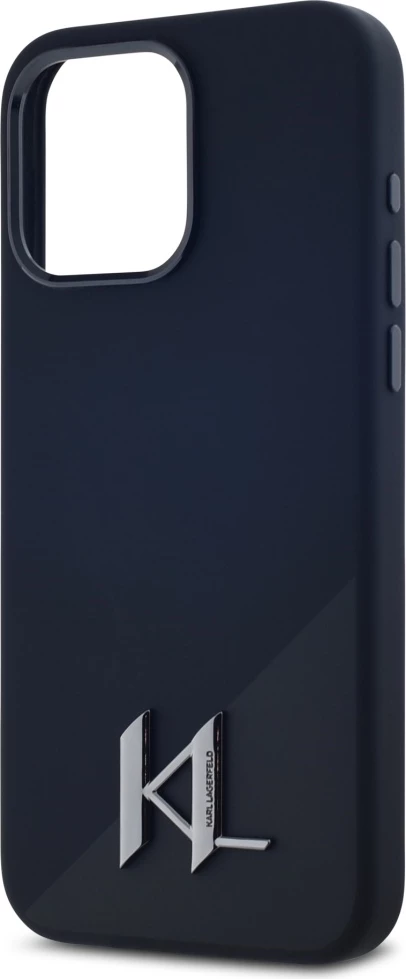 Mbështjellës Karl Lagerfeld Silicone Shadow Metal Initial MagSafe për iPhone 15 Pro, i zi