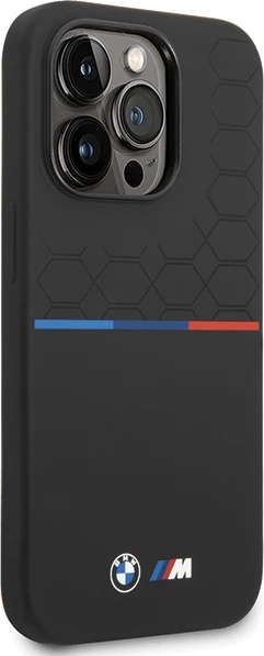 Mbështjellës BMW Silicone Pattern për iPhone 15 Pro Max, i zi