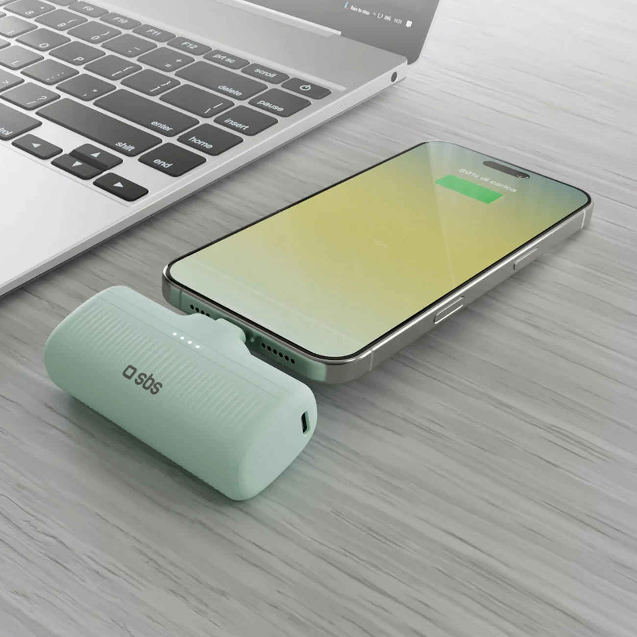 Powerbank SBS EcoPower 5000 mAh, USB-C, 10W, Gjelbër