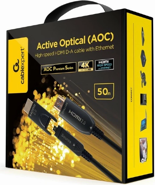 Kabllo HDMI Gembird CCBP-HDMID-AOC-50M, 50m, Ultra HD 4K, e zezë