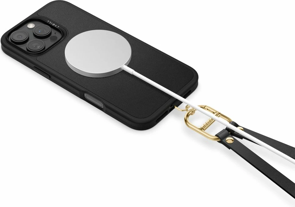 Mbështjellës Spigen Cyrill Classic Charm MagSafe për iPhone 16 Pro, i zi, me rrip