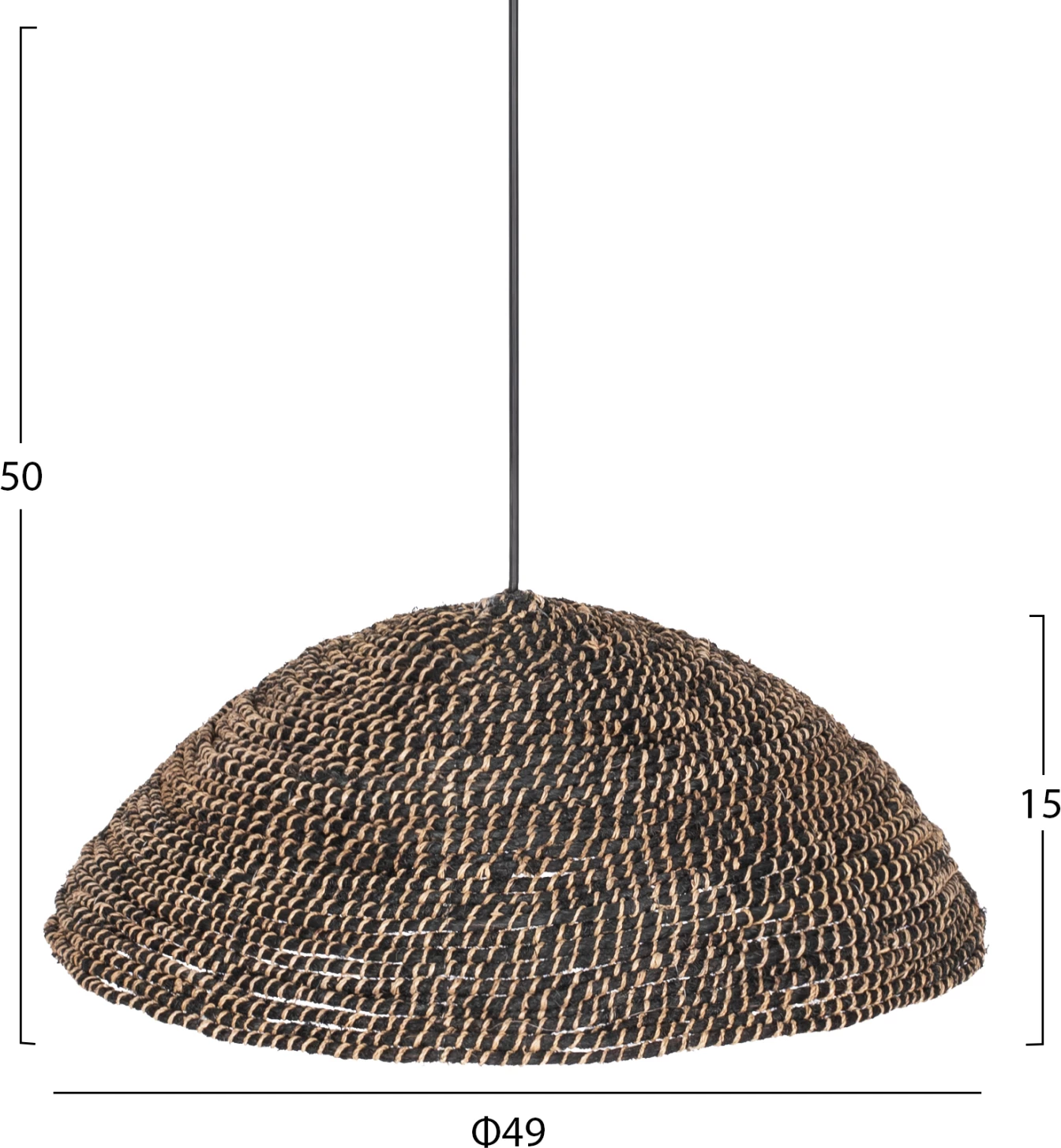 Llambë varëse tavani prej abaka të ricikluar, ngjyrë e zezë, Φ49x15H cm, FH7783