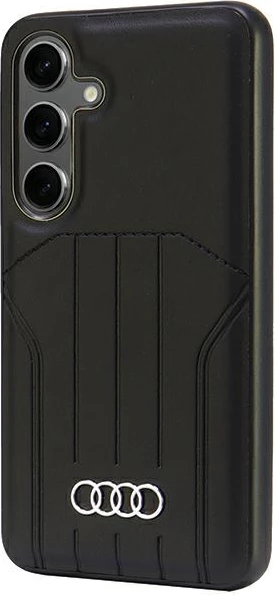 Mbështjellës Audi MagSafe për Samsung Galaxy S24, lëkurë sintetike, i zi