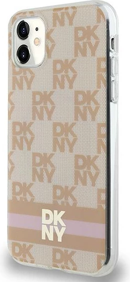 Mbështjellës për celular DKNY IML Checkered Mono Pattern & Printed Stripes MagSafe, për iPhone 11/XR, rozë