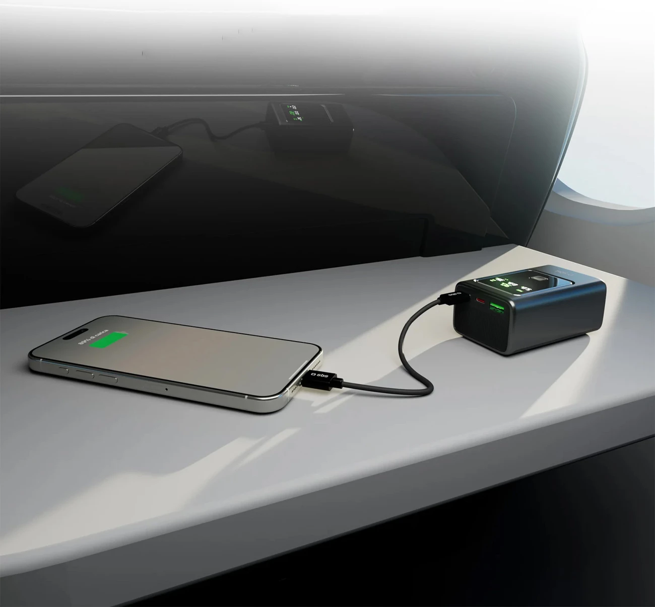 Powerbank SBS 10000mAh me ekran LCD, PD 35W, Gri