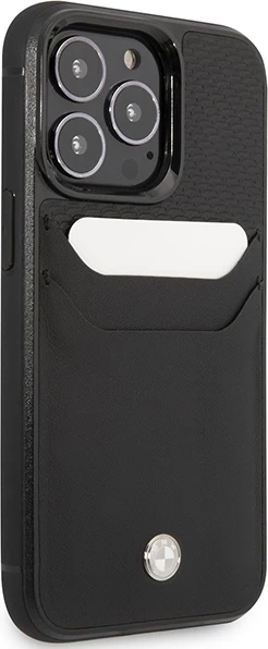 Mbështjellës BMW Leather Card Slot për iPhone 14 Pro 6.1", lëkurë, i zi