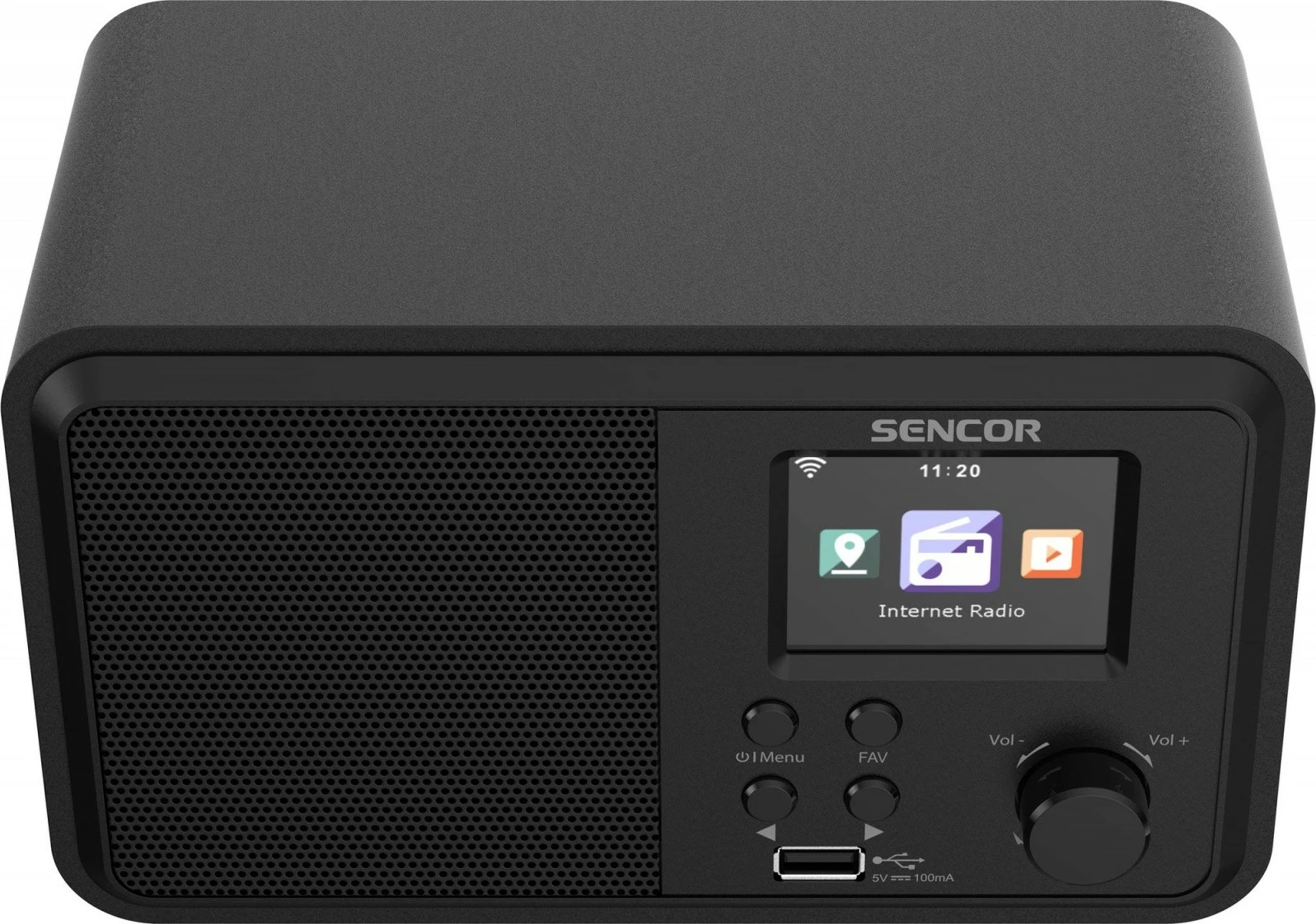 Radio interneti Sencor SIR 5100WDB, 4W, WiFi, FM, DAB+, USB, LCD i madh, e zezë