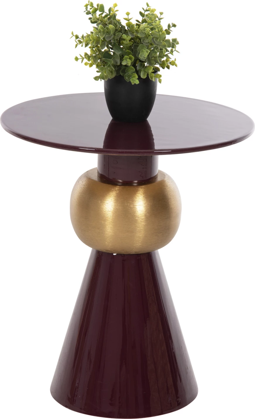 Tavolinë anësore PATNA, metal, ngjyrë maron-ari, Φ46x51.5H cm