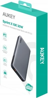 Power bank AUKEY PB-Y41, 10000mAh, 30W, 2xUSB, LED, Gri