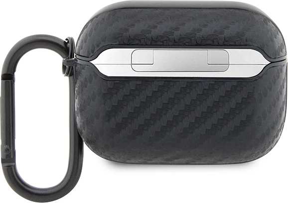 Mbështjellës BMW Carbon Double Metal Logo për AirPods Pro, me karabiner, i zi