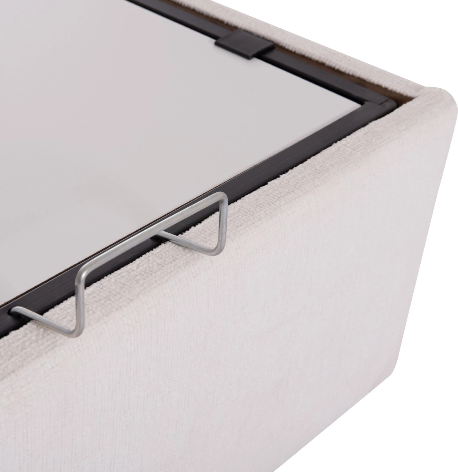 Krevat me hapësirë depozitimi DREAMLET, stof boucle i bardhë, për dyshek 160x200cm