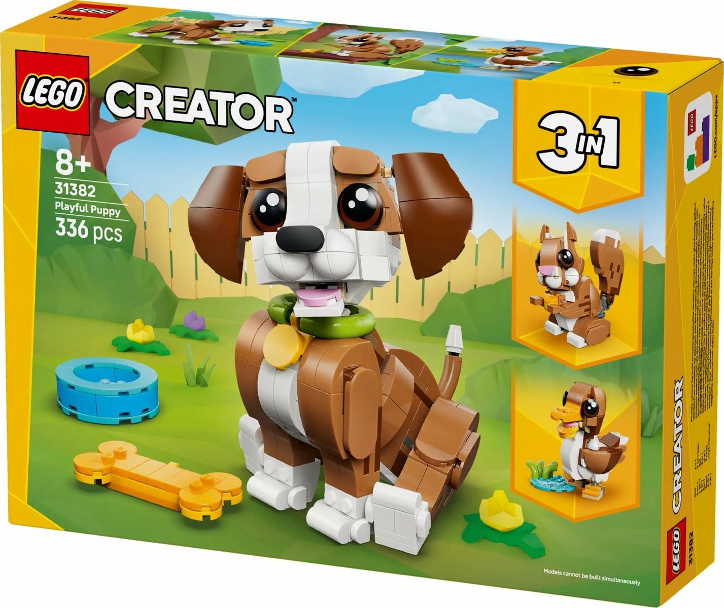 Set ndërtimi, LEGO, 31382 Creator Cute Animals Playful Puppy, 3‑in‑1, 336 pjesë, 8+