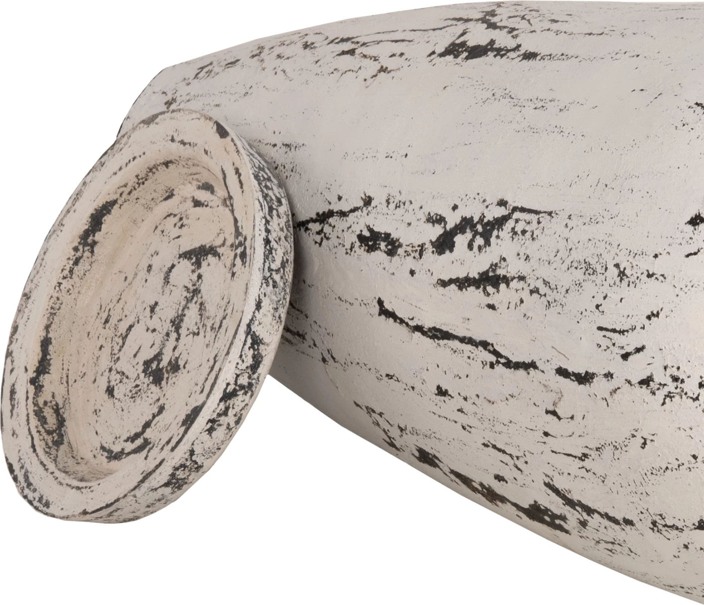 Vazo dekorative për dysheme me bazë pjatë LAUREL FH7927 terrakotë në patinë të bardhë Φ55x120Hcm