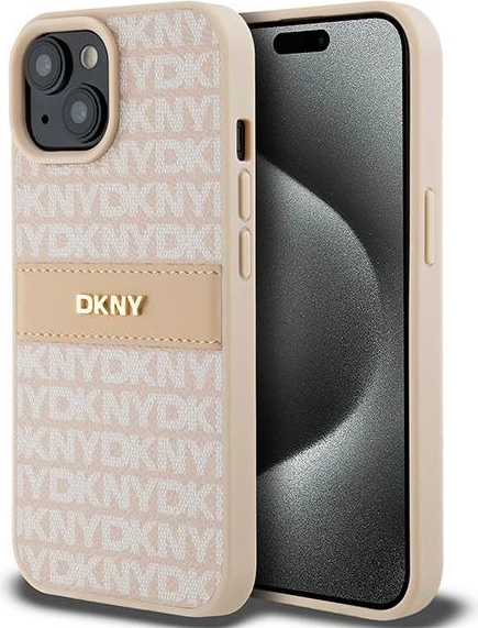 Mbështjellës DKNY Mono Stripe & Metal Logo për iPhone 15/14/13, Rozë