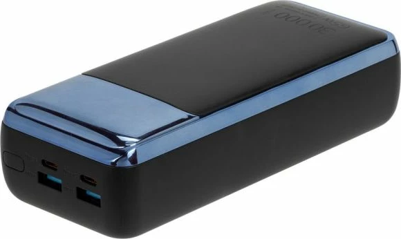 Powerbank RIVACASE VA1080 30000mAh 65W PD/QC3.0 me LCD, blu e zezë