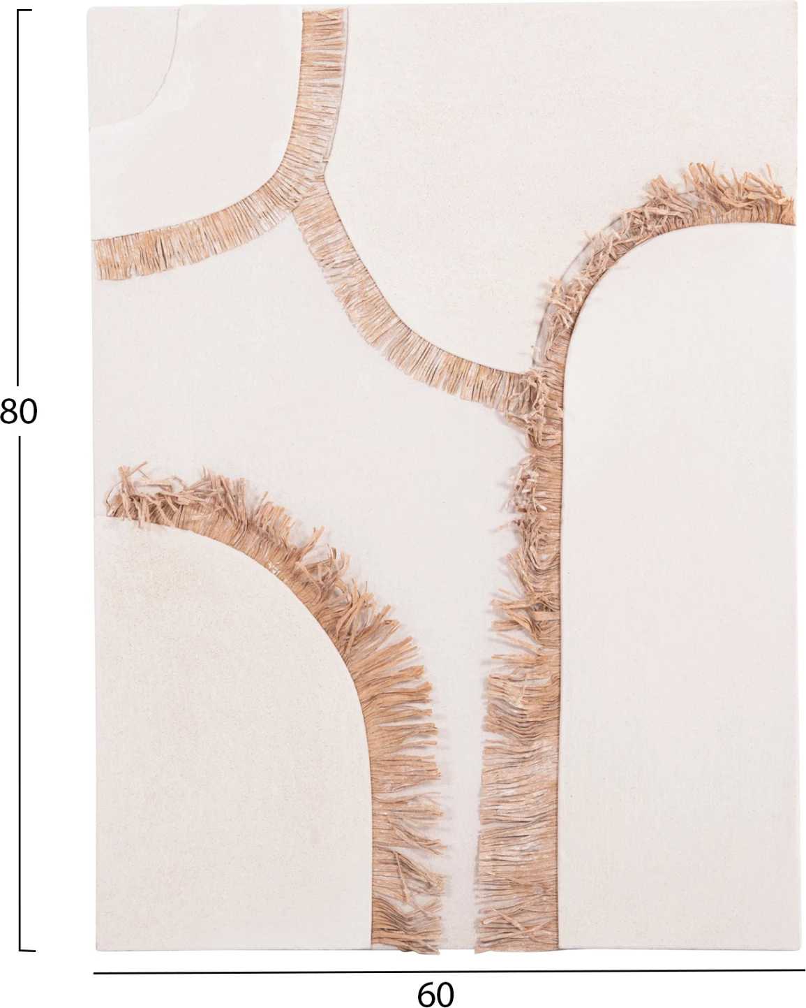 Panel dekorativ për mur, seri Santorini, FH4532, MDF, ngjyrë e bardhë e çelët, dekor në bezhë, 60x4.5x80 cm