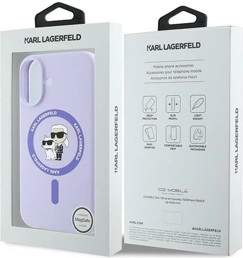 Mbështjellës Karl Lagerfeld Silicone KC Heads Ring MagSafe për iPhone 16, Vjollcë