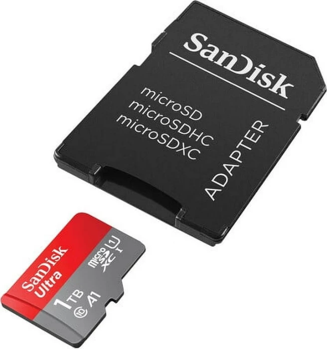 kartelë memorje microSDXC SanDisk Ultra SDSQUAC-1T00-GN6MA 1TB UHS-I A1 deri 150MB/s, kuqe/gri, me adapter SD