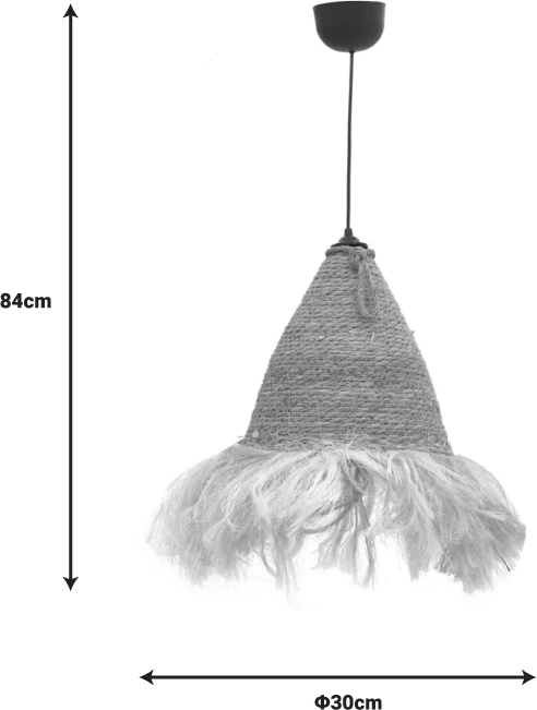 Llambë tavani prej jute GeGeole Inart, ngjyrë natyrale, Φ30x84cm