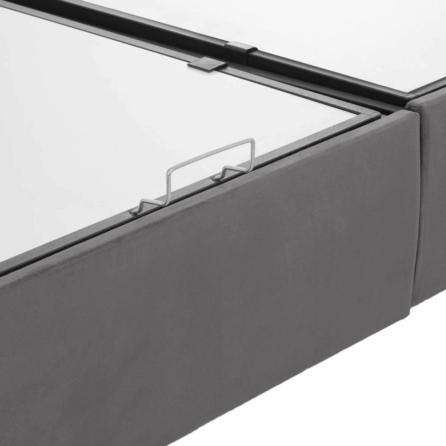 Krevat MALENA, kadife gri, me hapësirë ruajtjeje, i qepur, 160x200