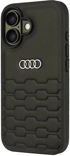Mbështjellës Audi për iPhone 16 6.1", lëkurë sintetike, HardCase, i zi