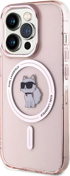 Mbështjellës Karl Lagerfeld IML Choupette MagSafe për iPhone 15 Pro, rozë
