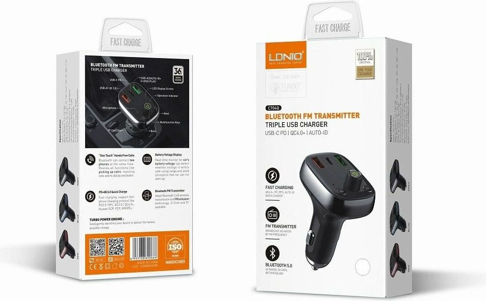 Karikues Për Veturë LDNIO C704Q (Zezë)