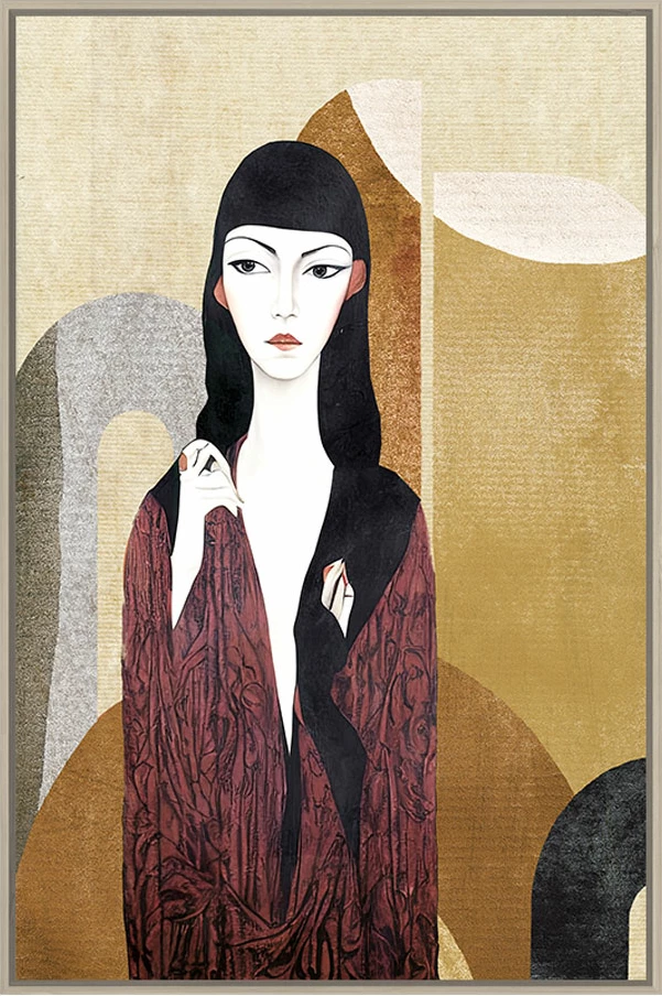 Pikturë dekorative japoneze, kanavacë, shumëngjyrëshe, dru natyral, 83x123x4 cm