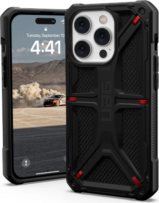 Mbështjellës UAG Monarch për iPhone 14 Pro, 5 shtresa, Kevlar, MIL-STD 810G, e zezë
