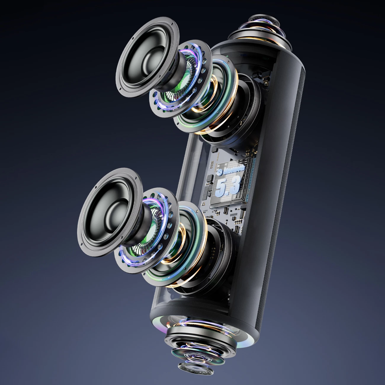 Altoparlant Bluetooth, Dudao Y21 Pro, 80 W, bateri 8000 mAh, Bluetooth 5.3, TWS, me rrip, RGB, e zezë