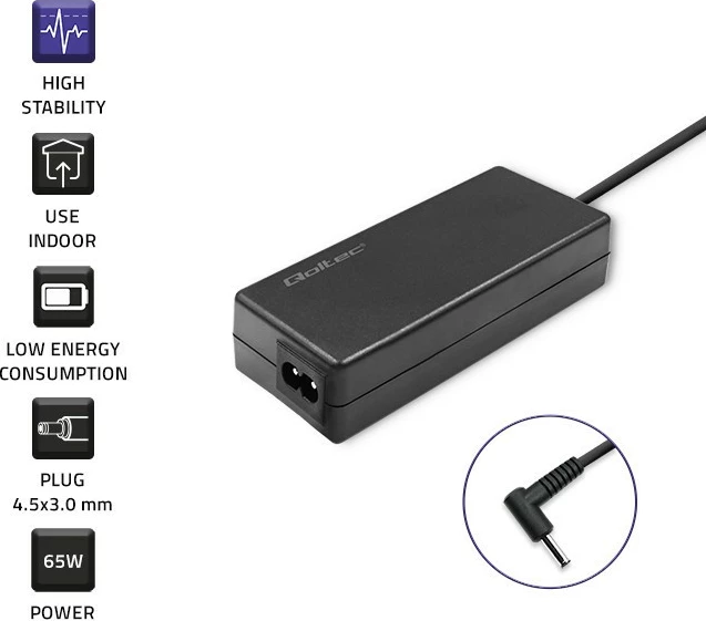 Kasë furnizimi Qoltec 52406 për Samsung, 65W, 19V, 3.42A, e zezë