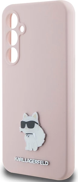 Mbështjellës Karl Lagerfeld Silicone Choupette Metal Pin për Samsung Galaxy S23 FE, Rozë