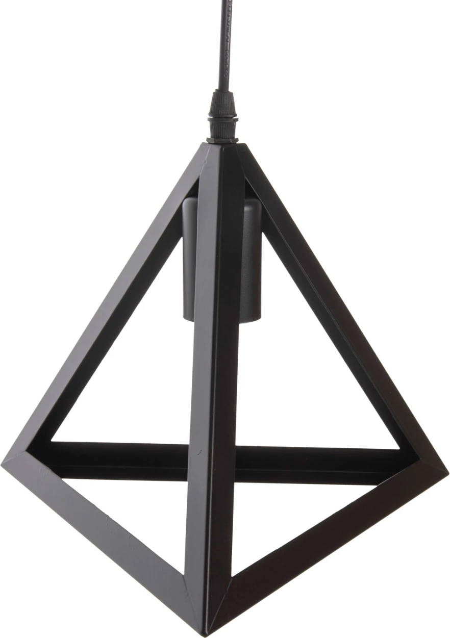 Llambë varëse tavani FH4182 3 kapakë metalikë të zinj piramidë Φ23x124Hcm