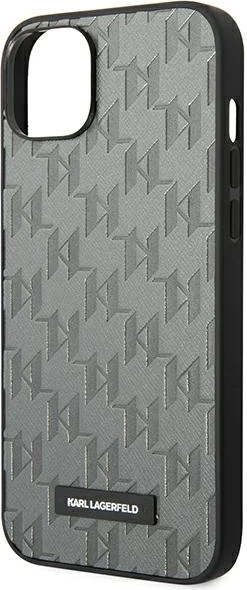 Mbështjellës Karl Lagerfeld KLHCP14MSAKLHPG për iPhone 14 Plus 6.7", Saffiano Mono Metal Logo, Gri