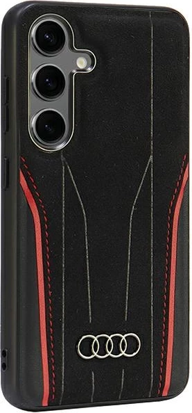 Mbështjellës Audi Genuine Leather MagSafe për Samsung Galaxy S24, i zi-kuq