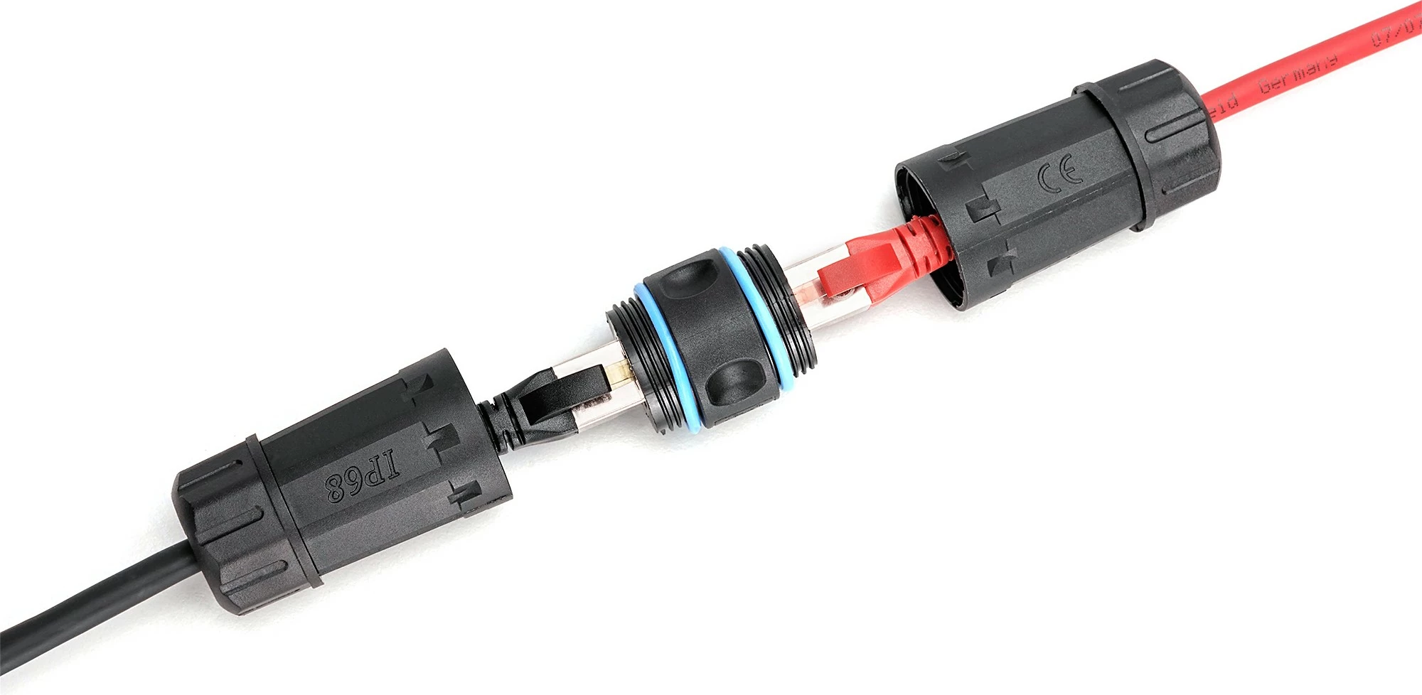 Adapter rrjeti Digitus CAT 6A, RJ45 në RJ45, IP68, e zezë