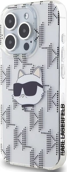 Mbështjellës Karl Lagerfeld IML Choupette Head & Monogram për iPhone 15 Pro Max, transparent