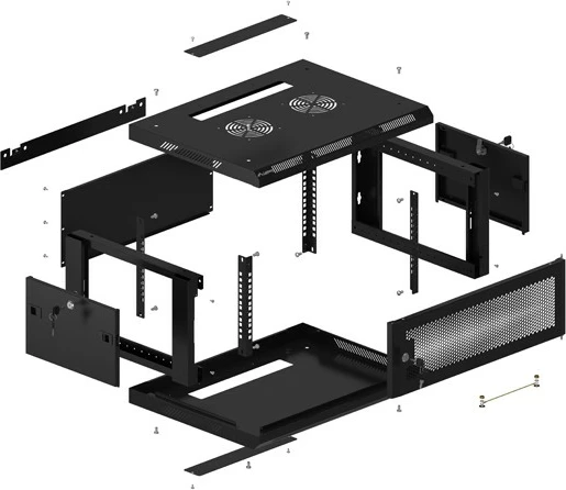 Kasë serveri Lanberg WF01-6404-23B, 4U, 19-inç, 600x450 mm, derë e perforuar, e zezë (flat pack)