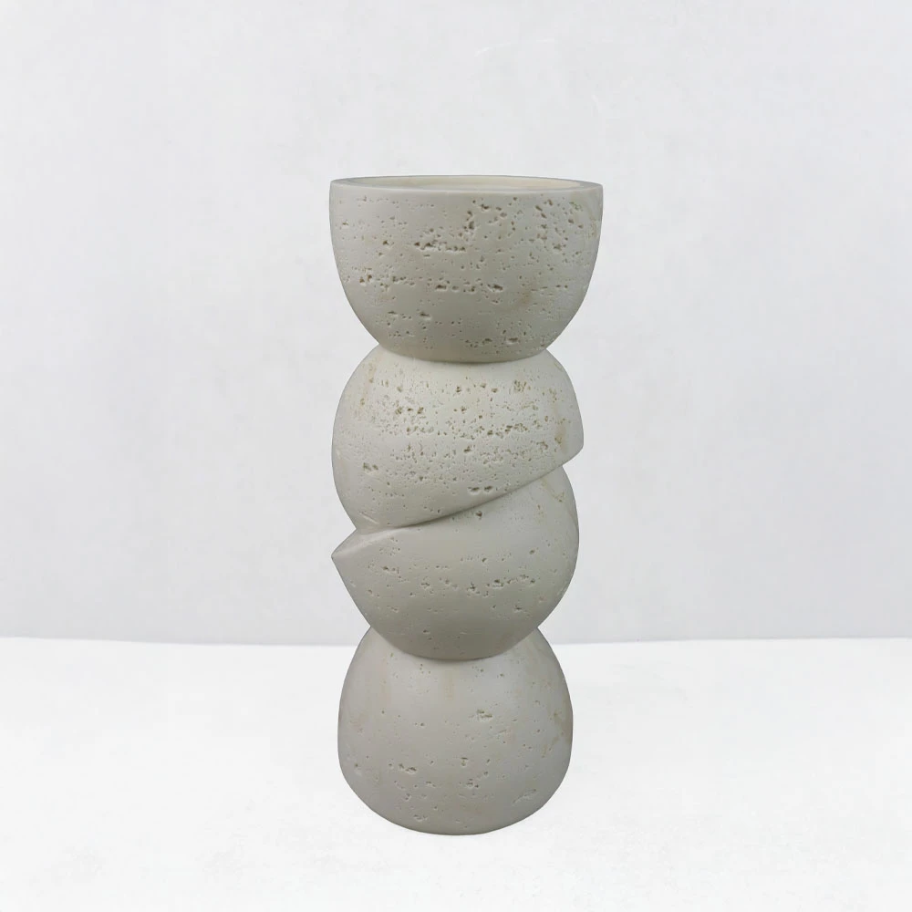 Mbajtës qirinjsh PHAROS II, rrëshirë, bezhë, 10.5x10.5x25cm