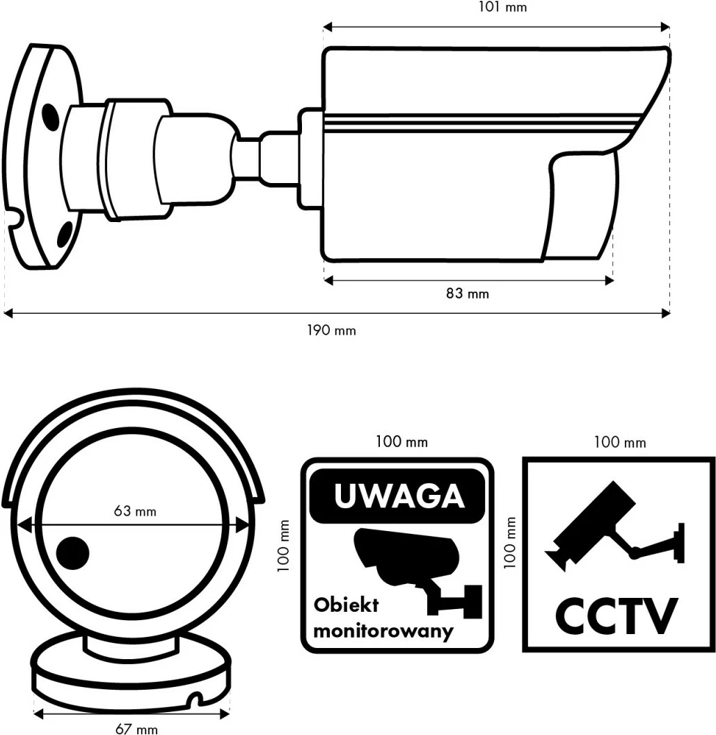 Set 2x kamera imituese tubulare CEE IR1800 WT, IP44, LED ndezëse, ABS, furnizim 2xAA, e bardhë, set 2 copë