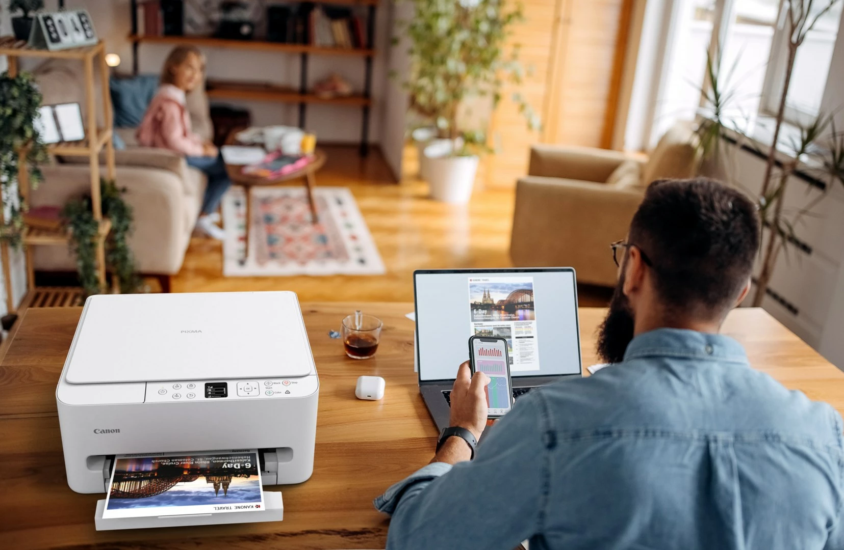 Printer multifunksional Canon PIXMA TS6550i, Inkjet, A4, Wi-Fi, Bardhë