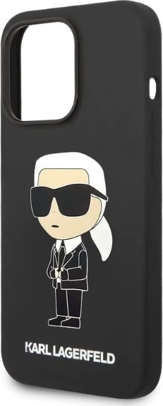 Mbështjellës Karl Lagerfeld Silicone Ikonik për iPhone 14 Pro, i zi
