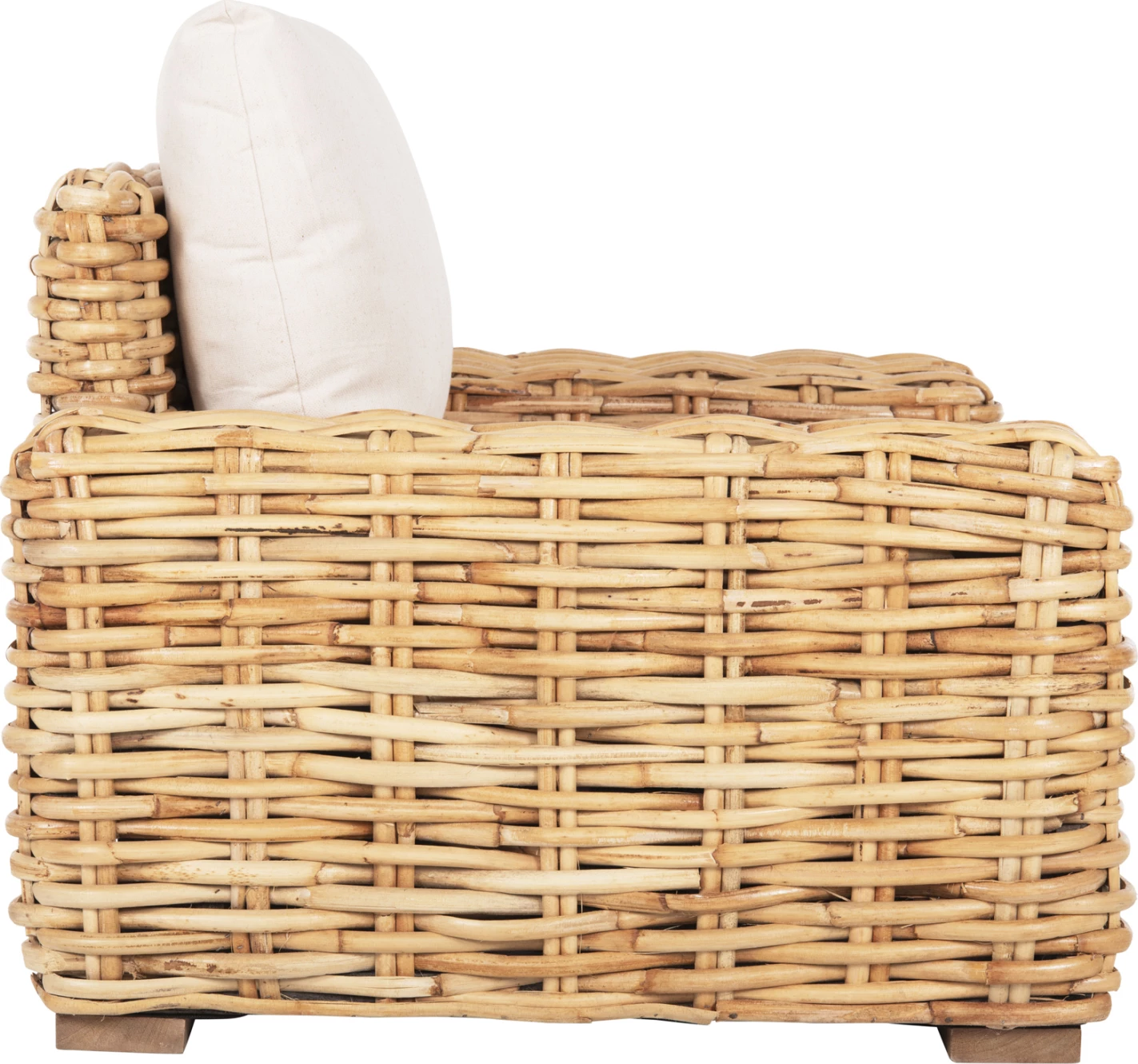 Shezlong për jashtë TROPEL FH9810 dru mango-rattan natyral-jastëk të bardhë 110x88x70-85Hcm