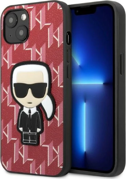 Mbështjellës Karl Lagerfeld KLHCP13SPMNIKPI për iPhone 13 mini 5.4", hardcase, Monogram Ikonik Patch, Kuq
