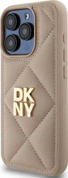 Mbështjellës DKNY Quilted Stack Logo për iPhone 15 Pro Max, Bezhe