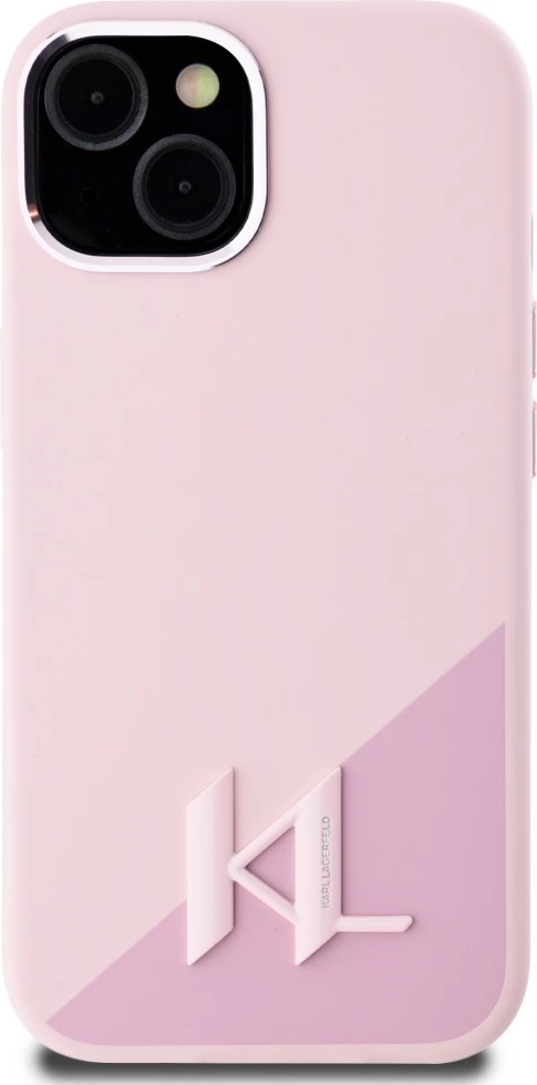 Mbështjellës Karl Lagerfeld Silicone Shadow Metal Initial MagSafe për iPhone 15, Rozë